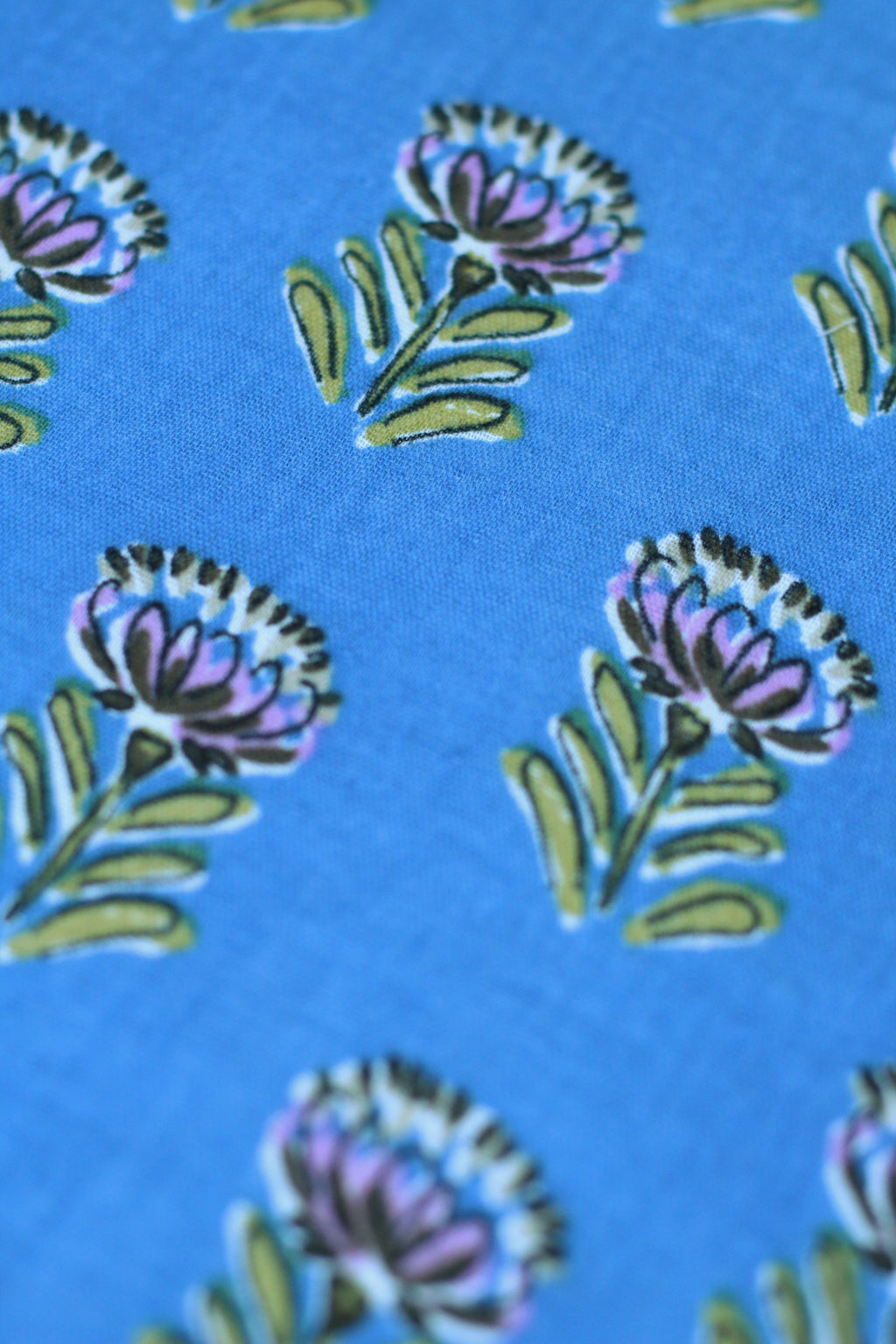 Hoeslaken blockprint blauw